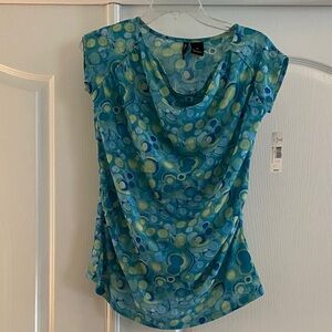 New Directions Blue and Green Swirl Blouse